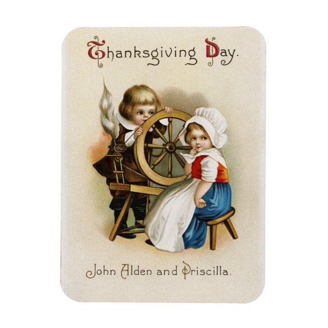 Adorable Vintage Pilgrims Magnet (Vertical)