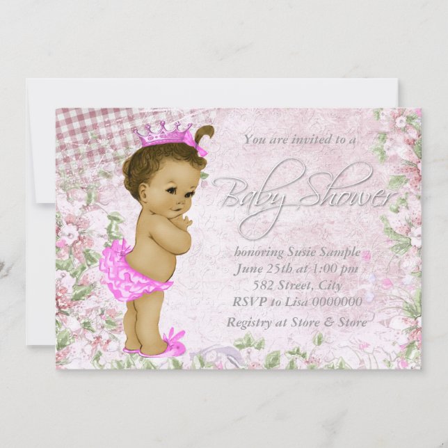 Adorable Vintage Pink Baby Shower Invitation (Front)