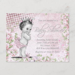 Adorable Vintage Pink Baby Shower Invitation