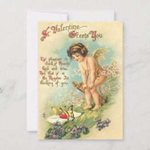 Adorable Vintage Valentine Cupid Cherub Card