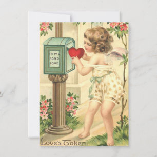 Adorable Vintage Valentine Cupid Cherub Card