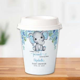 Adorable Watercolor Blue Elephant Baby shower Boy Paper Cups