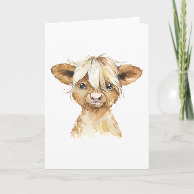 Adorable Watercolor Calf All Occasions  Card (Front)