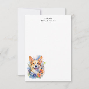 Adorable Watercolor Corgi Personalised Thank You Card