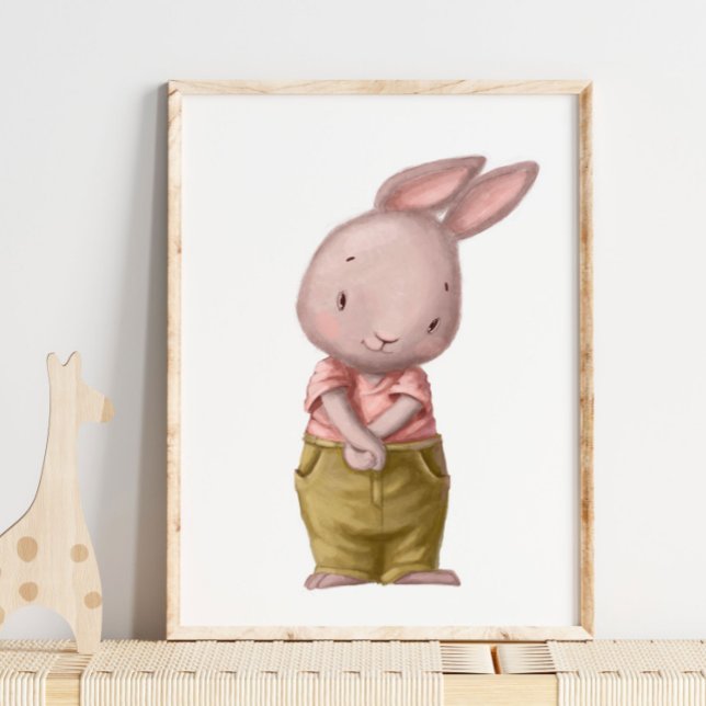 Adorable Watercolor Cute Boy Bunny | Wall Print (Creator Uploaded)