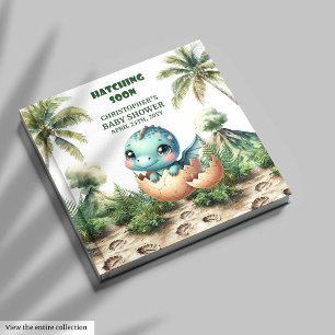 Adorable Watercolor Dinosaur Baby Boy Guest Book