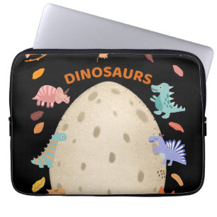 Adorable Watercolor Dinosaurs with Large Dino Egg Laptop Sleeve