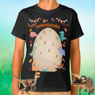 Adorable Watercolor Dinosaurs with Large Dino Egg  T-Shirt
