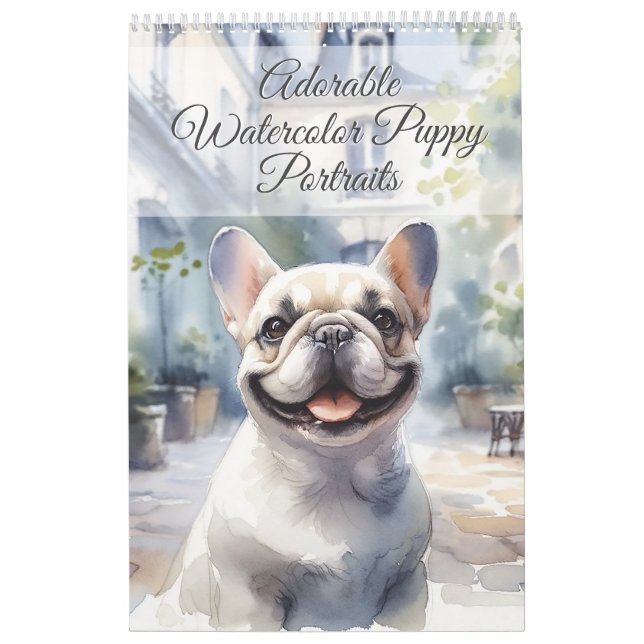 Adorable Watercolor Dog Portraits (12-Month) Calendar (Cover)