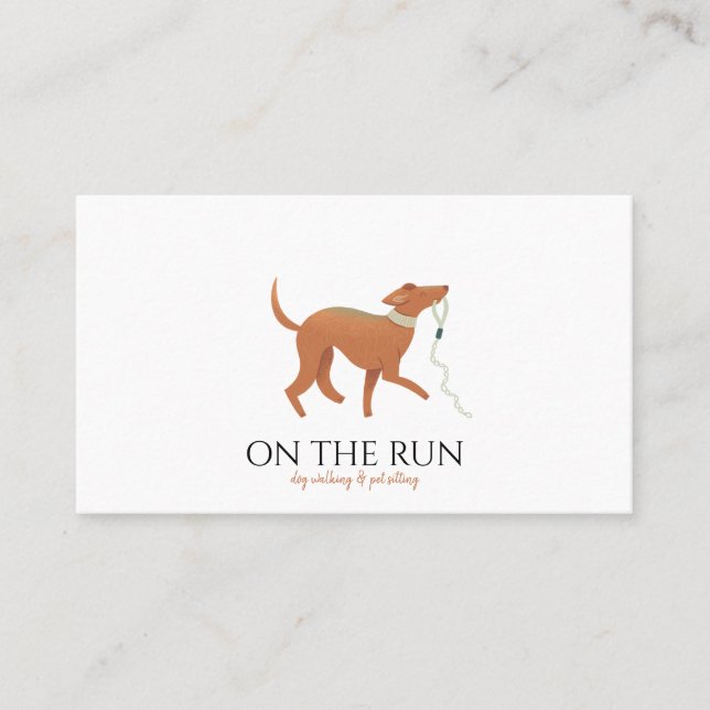 Adorable Watercolor Dog Walker Pet Sitter  Business Card (Front)