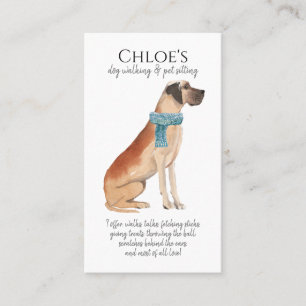 Adorable Watercolor Dog Walker Pet Sitter Business Card