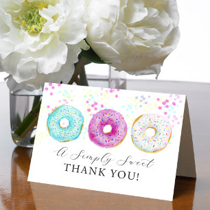 Adorable Watercolor Doughnut Themed  Thank You Card
