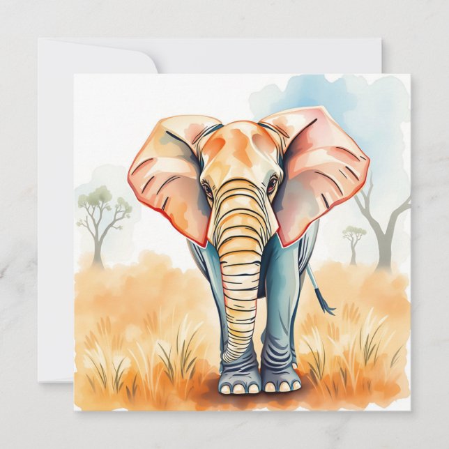 Adorable Watercolor Elephant (Front)