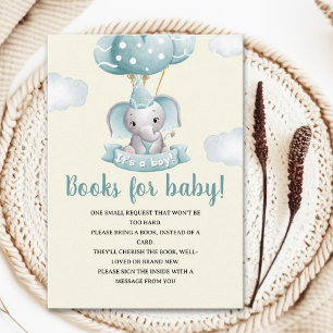 Adorable Watercolor Elephant Baby shower Boy Enclosure Card