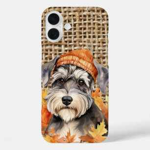 ADORABLE WATERCOLOR FALL SCHNAUZER DOG FACE iPhone 16 PLUS CASE