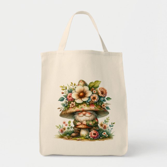 Adorable Watercolor Garden Gnome  Tote Bag (Front)