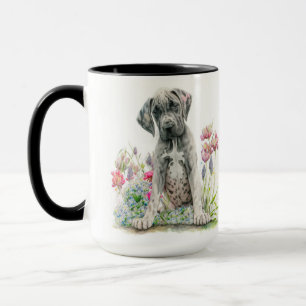 ADORABLE WATERCOLOR GREAT DANE PUPPY DOG MUG