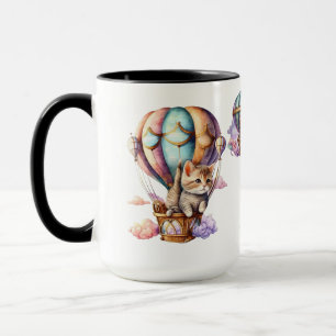 ADORABLE WATERCOLOR KITTENS IN HOT AIR BALLOONS MUG