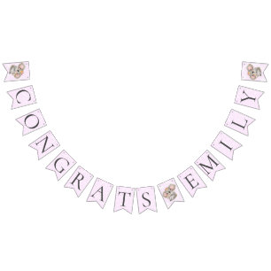 Adorable Watercolor Koala Pink Baby Congrats Bunting