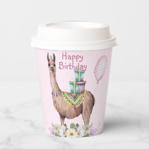 Adorable Watercolor Llama Paper Cups