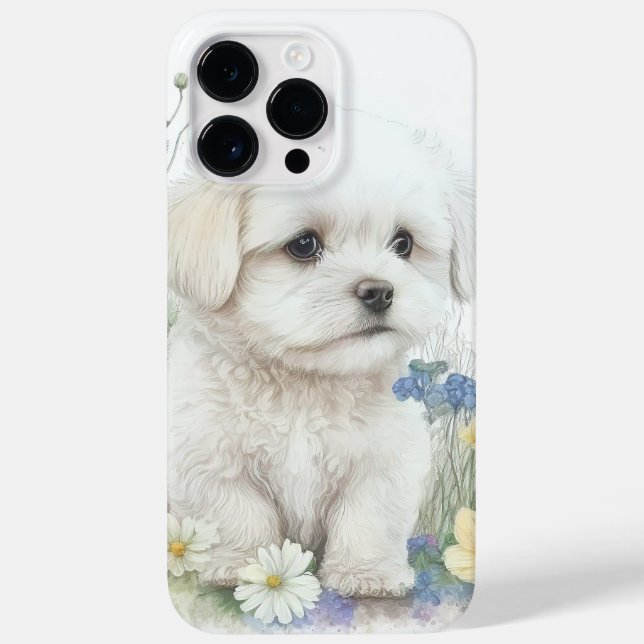 ADORABLE WATERCOLOR MALTESE PUPPY DOG Case-Mate iPhone CASE (Back)