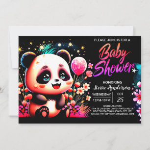 Adorable Watercolor Panda Haven Girl Baby Shower Invitation