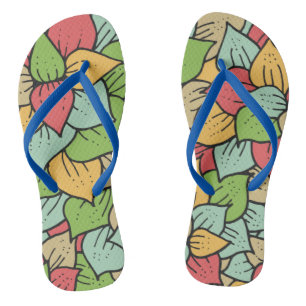 Adorable watercolor pattern botanical leaf green flip flops