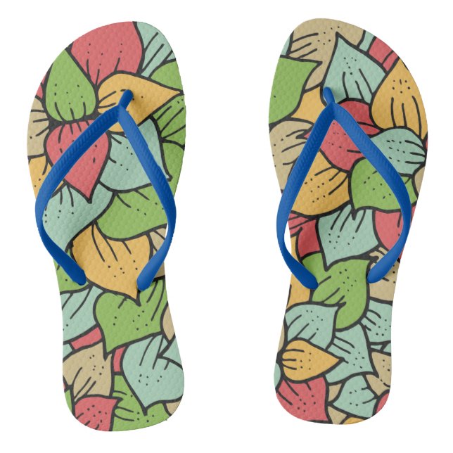 Adorable watercolor pattern botanical leaf green flip flops (Footbed)