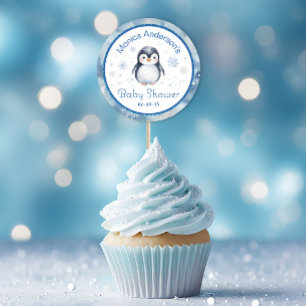 Adorable Watercolor Penguin Baby Shower Classic Round Sticker