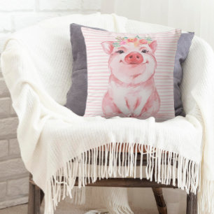 Adorable Watercolor Pig Cushion