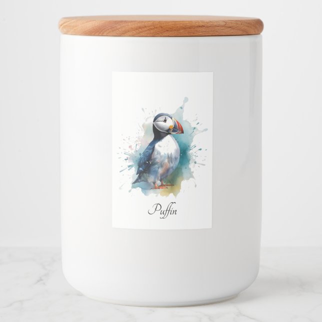 Adorable Watercolor Puffin, custom Food Label (Front)