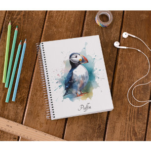 Adorable Watercolor Puffin, custom Planner
