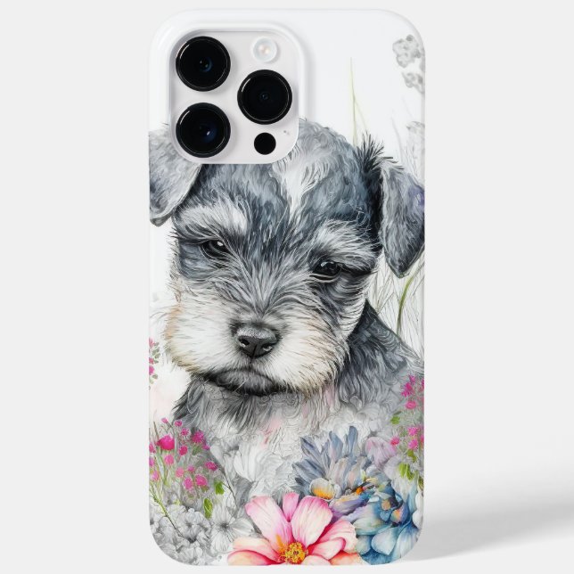 ADORABLE WATERCOLOR SCHNAUZER PUPPY DOG Case-Mate iPhone CASE (Back)