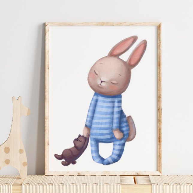 Adorable Watercolor Sleepy Bunny | Wall Print (Creator Uploaded)