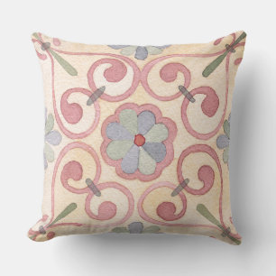 Adorable watercolor Spanish tile floral pattern Cushion