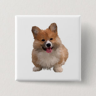 Adorable Watercolor Welsh Corgi Button