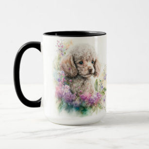 ADORABLE WATERCOLOR WHITE FRENCH POODLE PUPPY MUG