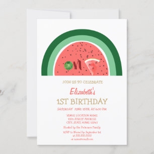 Adorable Watermelons 1st Birthday Party Invitation