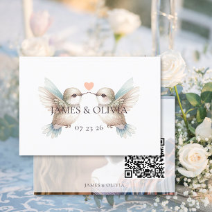 Adorable Wedding Add Photo QR Code RSVP Card