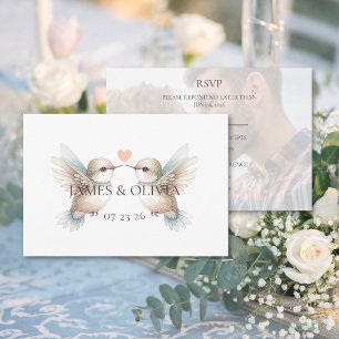 Adorable Wedding Add Photo RSVP Card