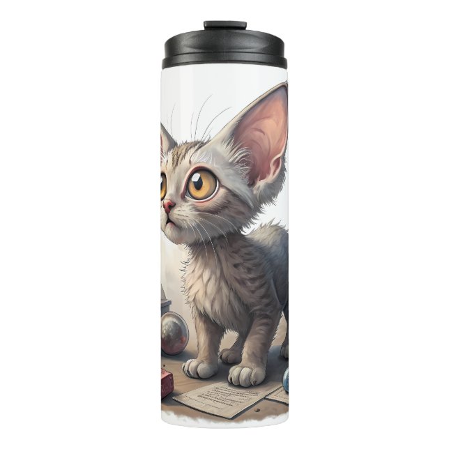 Adorable Weird Cat with Big Eyes Thermal Tumbler (Front)