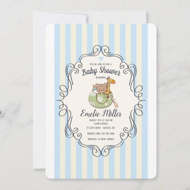 Adorable Welcome Blue Invitation (Front)