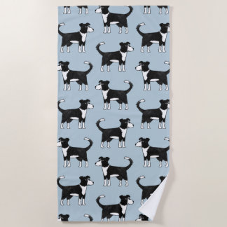 Adorable Welsh Border Collie Sheep Dog Pattern Beach Towel