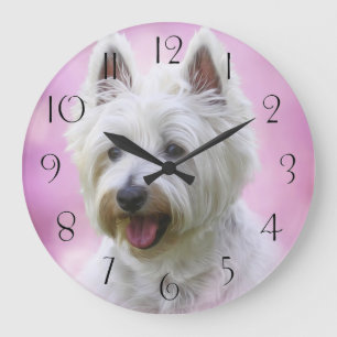 Adorable west highland white terrier large clock