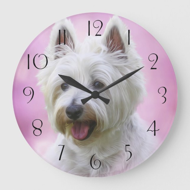 Adorable west highland white terrier large clock (Front)