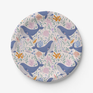 Adorable Whale and Sea Life Paper Plate