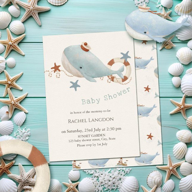 Adorable Whale Baby shower Invitation (Creator Uploaded)