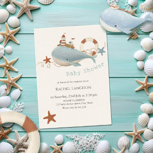 Adorable Whale Baby shower  Invitation