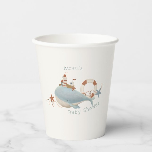 Adorable Whale Baby Shower Paper Cups (Front)
