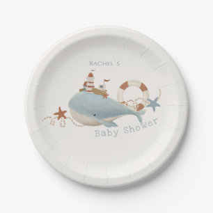 Adorable Whale Baby shower Paper Plate